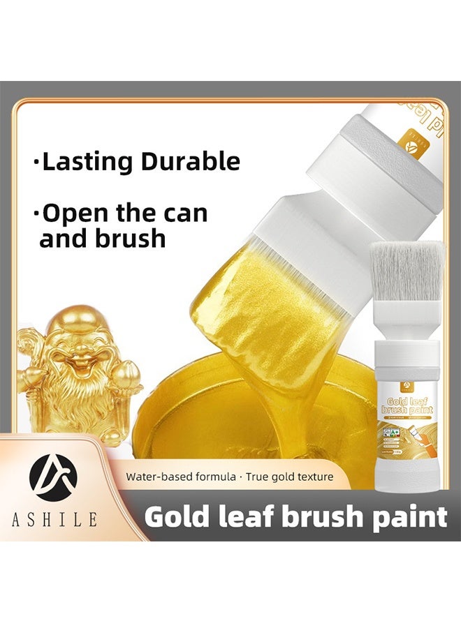 ASHILE Gold Leaf Brush Paint, Liquid Gold Leaf Paint 180g, 2 in 1 Paint for Art Painting, Handcrafts, Canvas, Wood, Fabric, Ceramic, Non-Toxic, Non-Fading Rock, Ideal for Kids, Artist & Beginners - Image 2